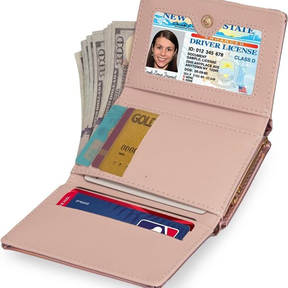 Small Wallet for Women Mini Laser Card Holder Case Iridescent Holographic Purse - Picture 4 of 8